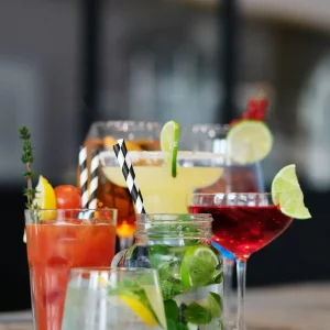 Bar. Various cocktails on the table